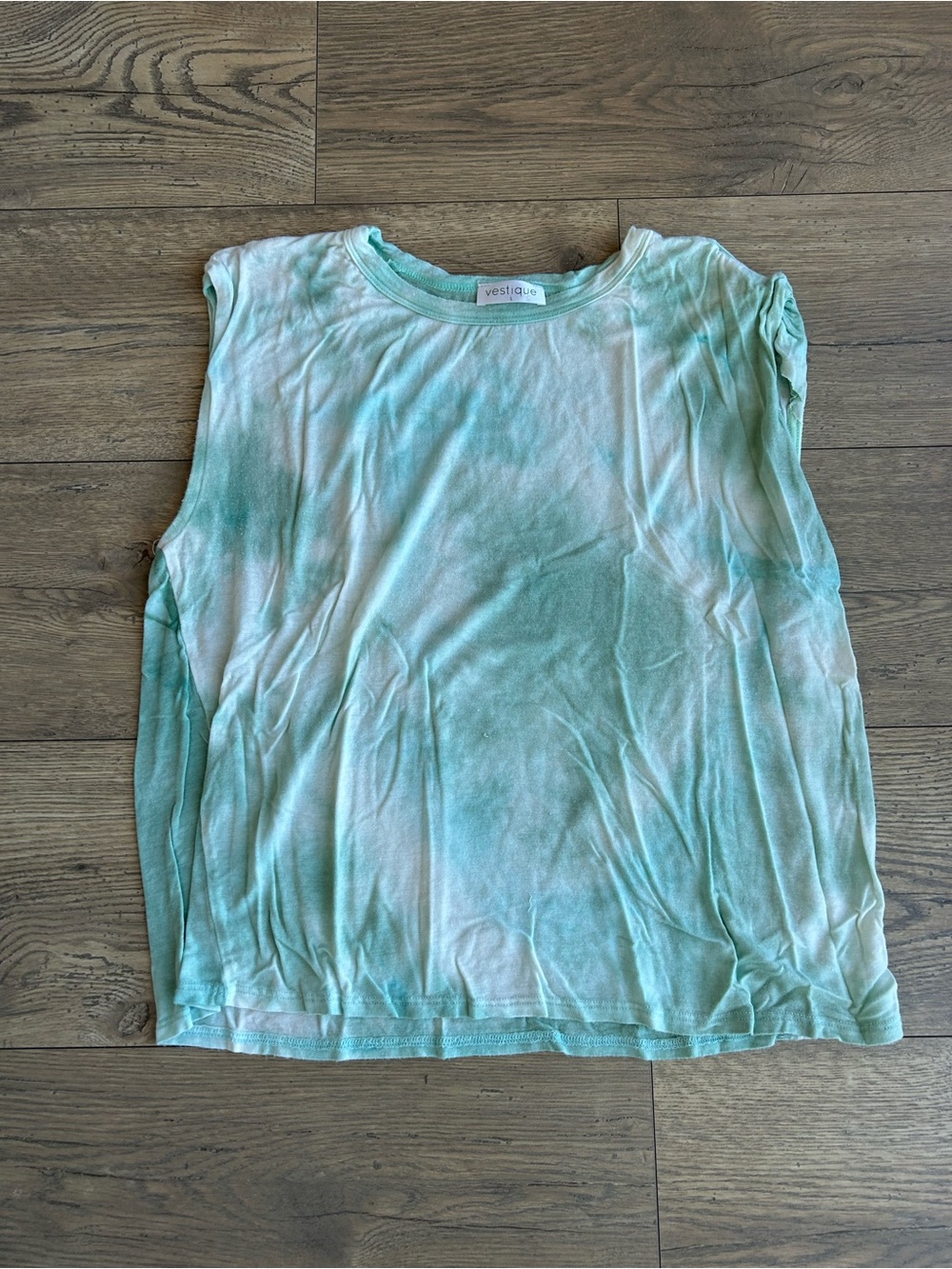 vestique Mint Green Tie-Dye Sleeveless Tank